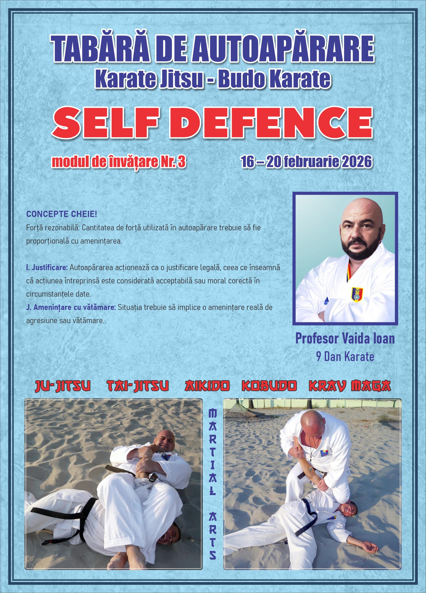 Tabără de Autoapărare - Karate Jitsu - Budo Karate, modul de învățare Nr. 3 - 16 – 20 Februarie 2026