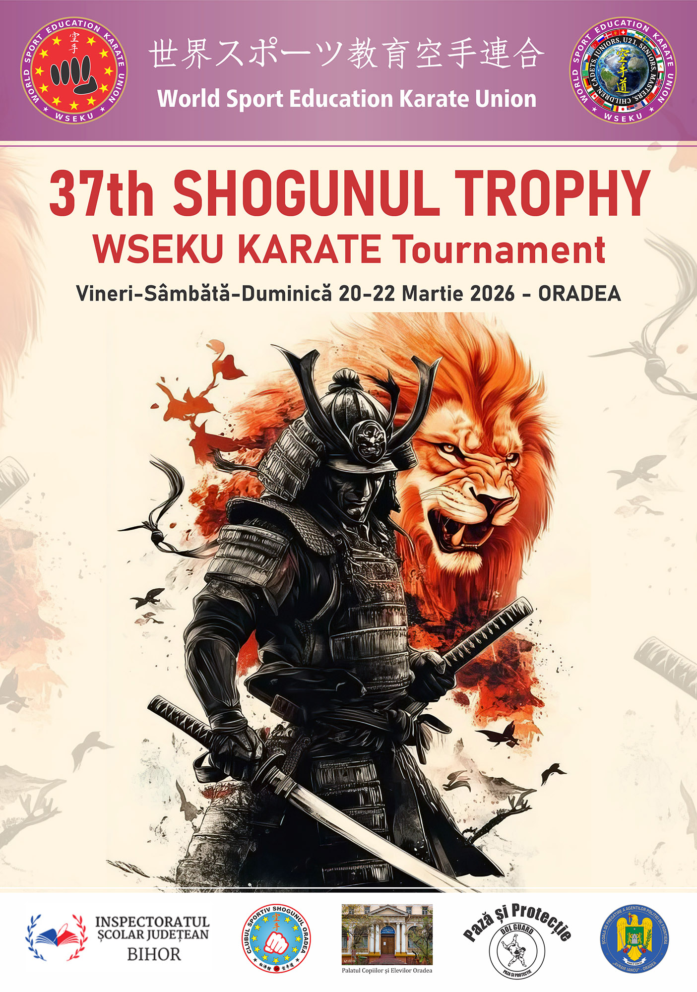 37th Shogunul Trophy - WSEKU KARATE Tournament - 20 - 22 Martie 2026 - Oradea