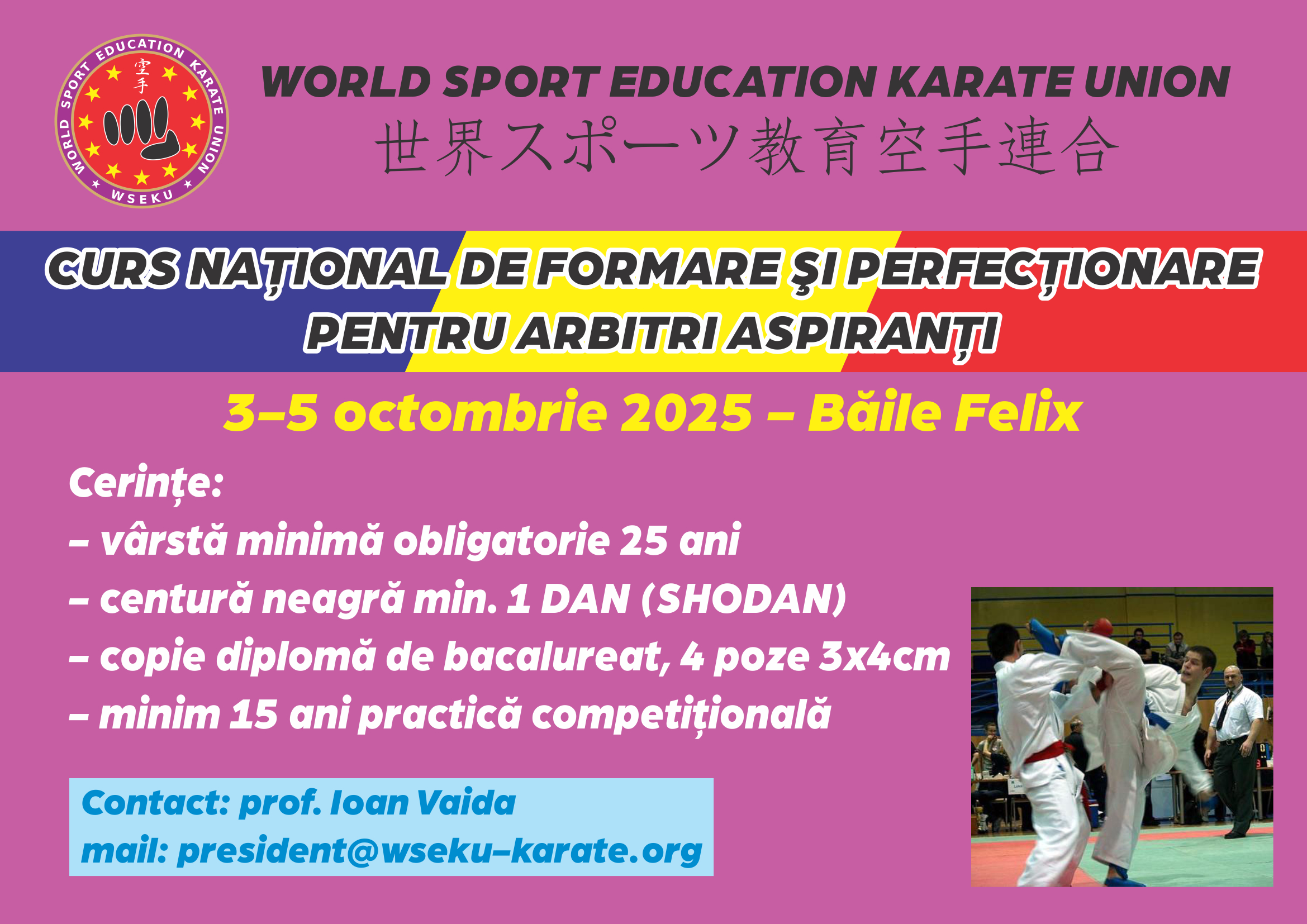 Curs Național de formare și perfecționare pentru arbitri aspiranți 3 - 5 Octombrie 2025 - Băile Felix